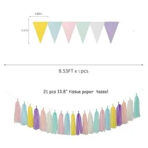 Guirnalda de flores de arcoíris pastel para fiestas_4