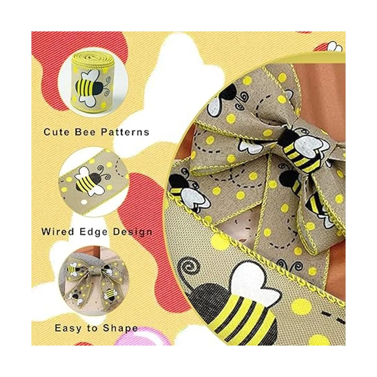 Mlurcu Cinta de abeja de 6 rollos de cinta con alambre de_3