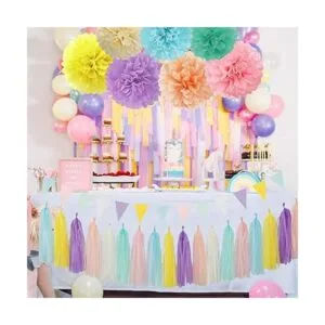 Guirnalda de flores de arcoíris pastel para fiestas_2