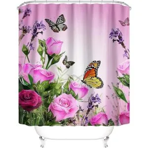 Mightree Juego de 5 cortinas de ducha de baño cortina de_4