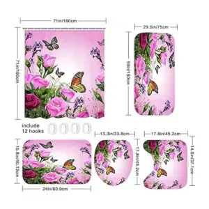 Mightree Juego de 5 cortinas de ducha de baño cortina de_2