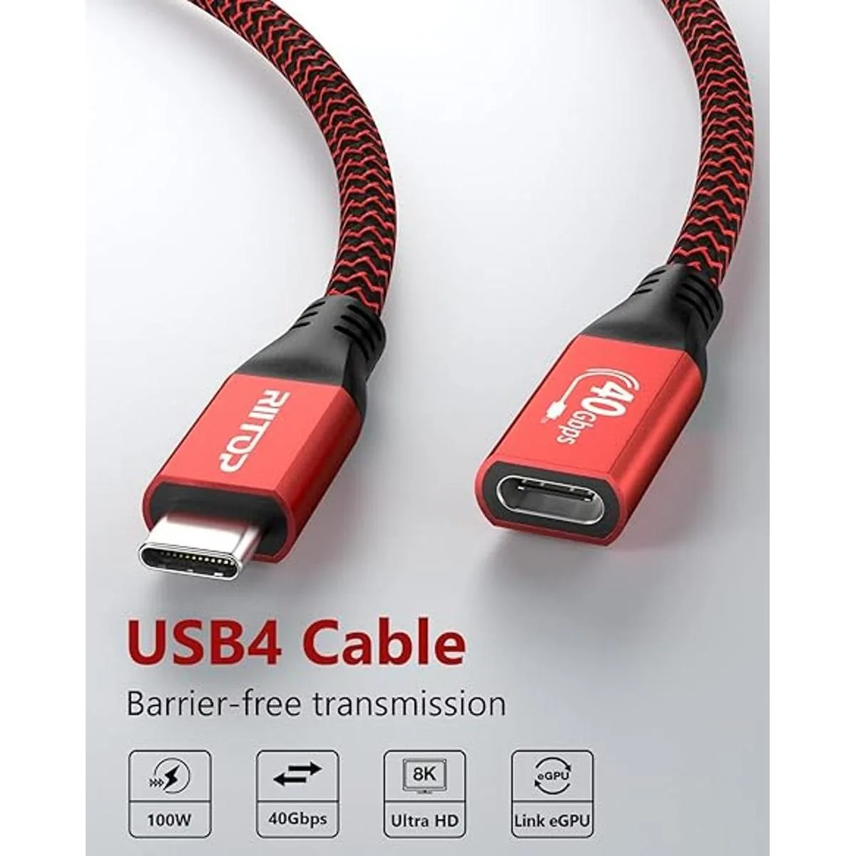 RIITOP Cable de extensión USB 4 corto 40 Gbps 1 pie_2
