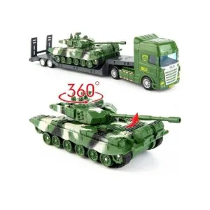Juguete de camión plano con tanque juguetes del ejército_3
