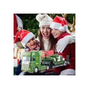 Juguete de camión plano con tanque juguetes del ejército_6