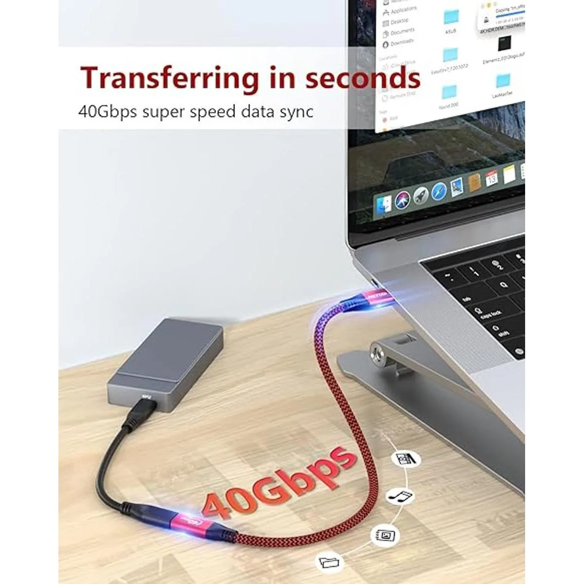 RIITOP Cable de extensión USB 4 corto 40 Gbps 1 pie_4