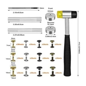 TLKKUE Juego de 360 remaches de cuero 4 colores doble_2