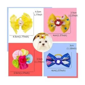 Mruq pet 100 lazos para el pelo de perro con bandas de_3