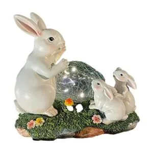 Familia de conejitos con energía solar para decoración de_1