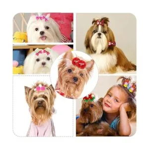 Mruq pet 100 lazos para el pelo de perro con bandas de_2