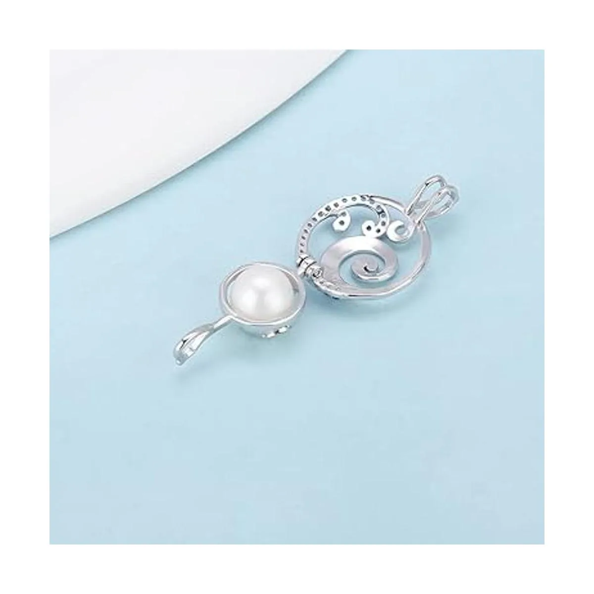 LGSY Colgantes de jaula de perlas de plata de ley azul CZ_3