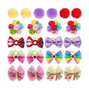 Mruq pet 100 lazos para el pelo de perro con bandas de_5