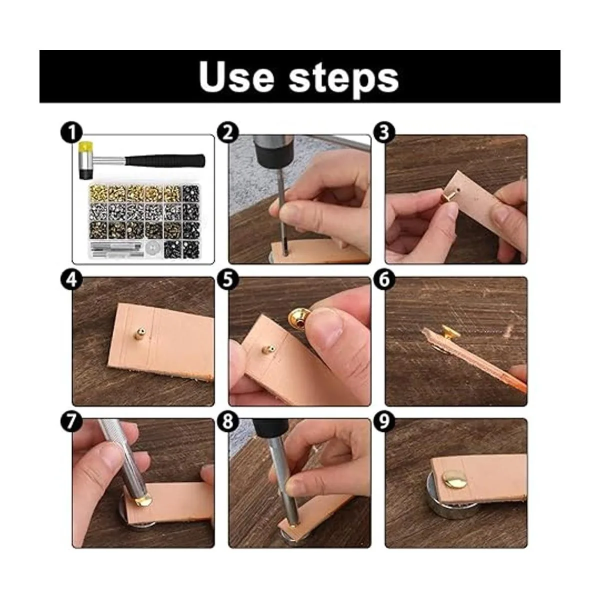 TLKKUE Juego de 360 remaches de cuero 4 colores doble_4