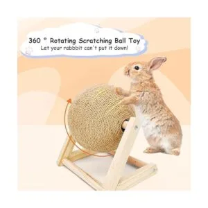 BNOSDM Rabbit Scratch Toy Wooden Natural Sisal Rope Rabbit_2