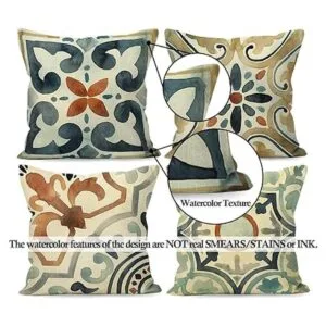 Liosei Juego de 4 fundas de almohada de lino con mandala_5