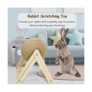 BNOSDM Rabbit Scratch Toy Wooden Natural Sisal Rope Rabbit_5