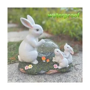 Familia de conejitos con energía solar para decoración de_4