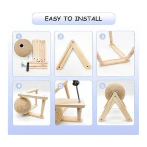 BNOSDM Rabbit Scratch Toy Wooden Natural Sisal Rope Rabbit_6