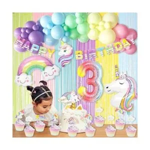 Hombae Decoraciones de fiesta de cumpleaños de unicornio_6