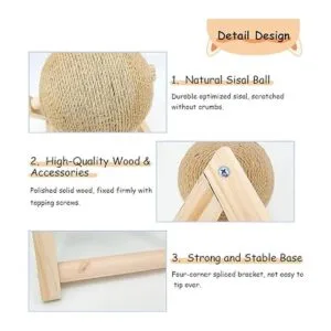 BNOSDM Rabbit Scratch Toy Wooden Natural Sisal Rope Rabbit_3