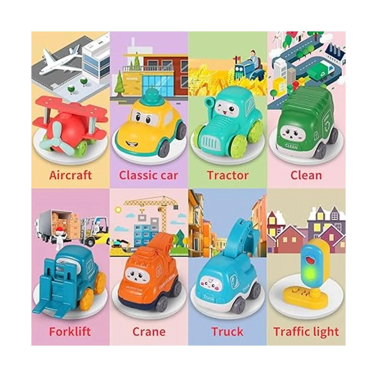 ALASOU 8 juegos de juguetes para coche y tapete de_2
