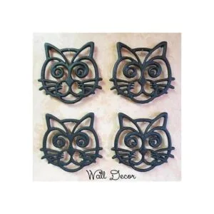 Salvamanteles para gatos hierro fundido negro para_3