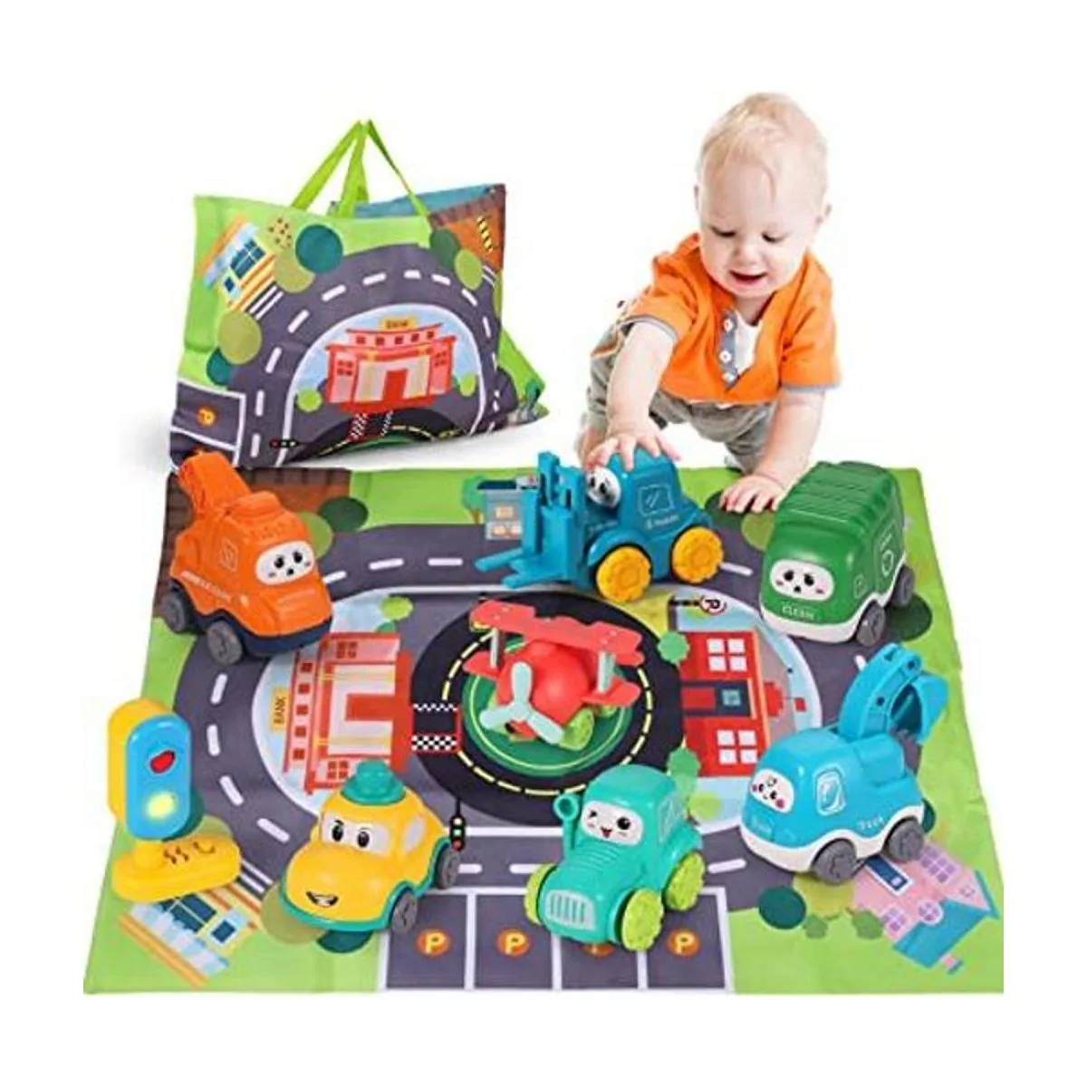 ALASOU 8 juegos de juguetes para coche y tapete de_1