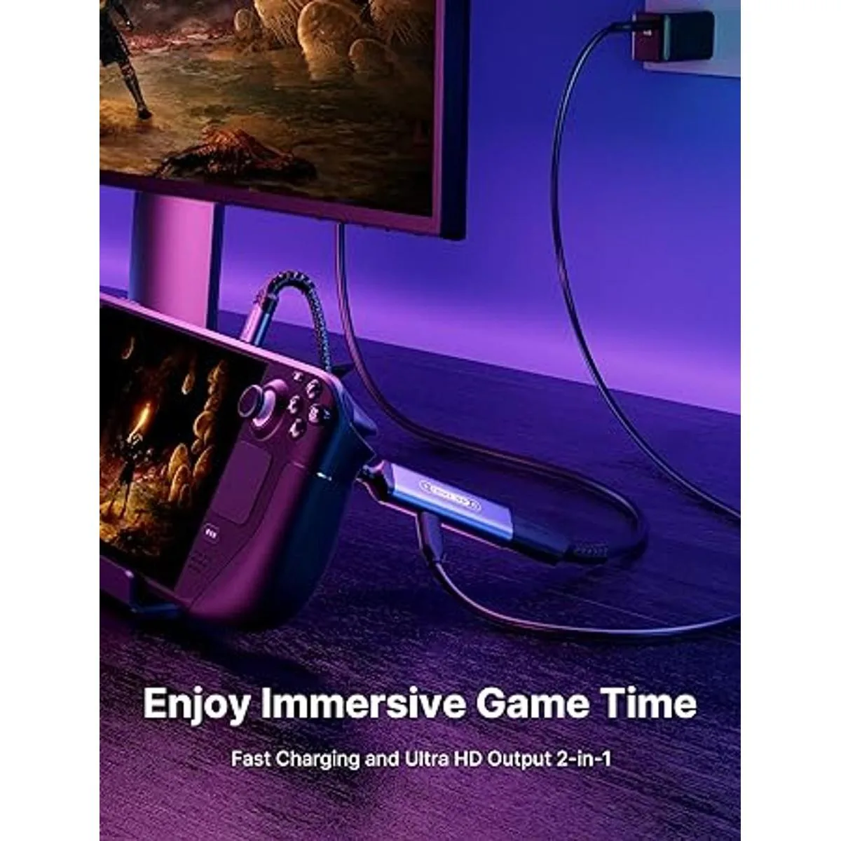 JSAUX USB C to HDMI Adapter and Charger for Steam Deck_2