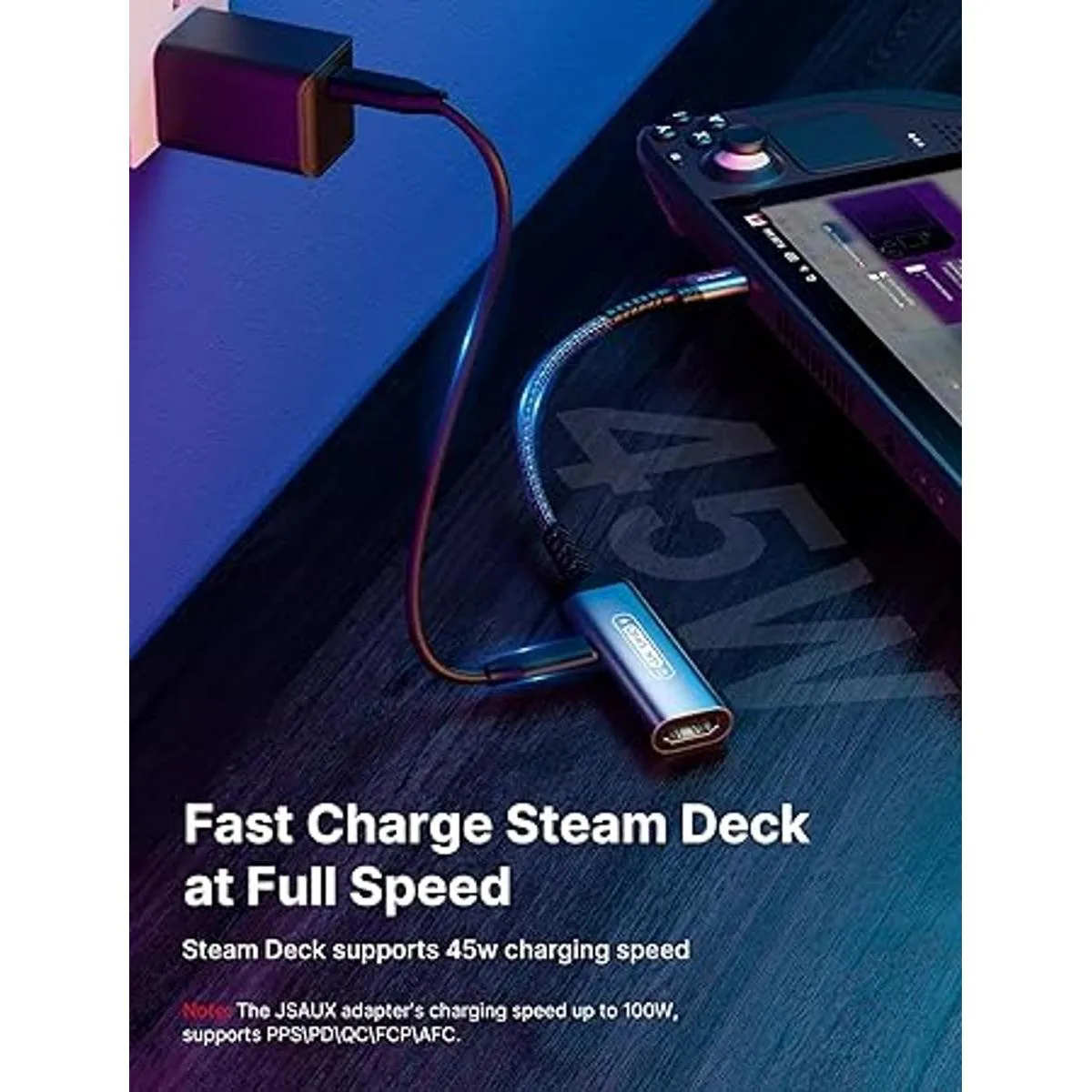 JSAUX USB C to HDMI Adapter and Charger for Steam Deck_3