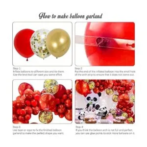 Kit de guirnalda de globos de color rojo dorado para_3