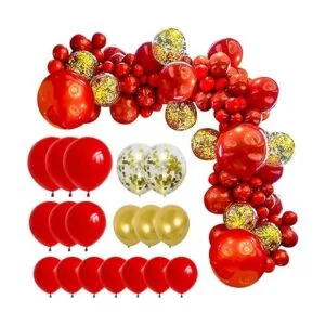 Kit de guirnalda de globos de color rojo dorado para_1