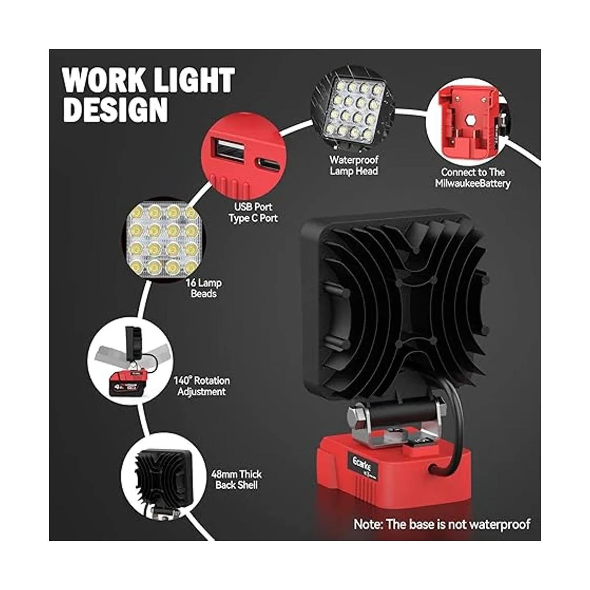 Luz de trabajo LED mejorada para Milwaukee Ecarke Square_2