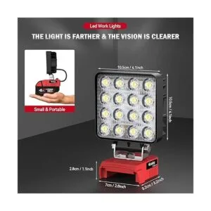 Luz de trabajo LED mejorada para Milwaukee Ecarke Square_4