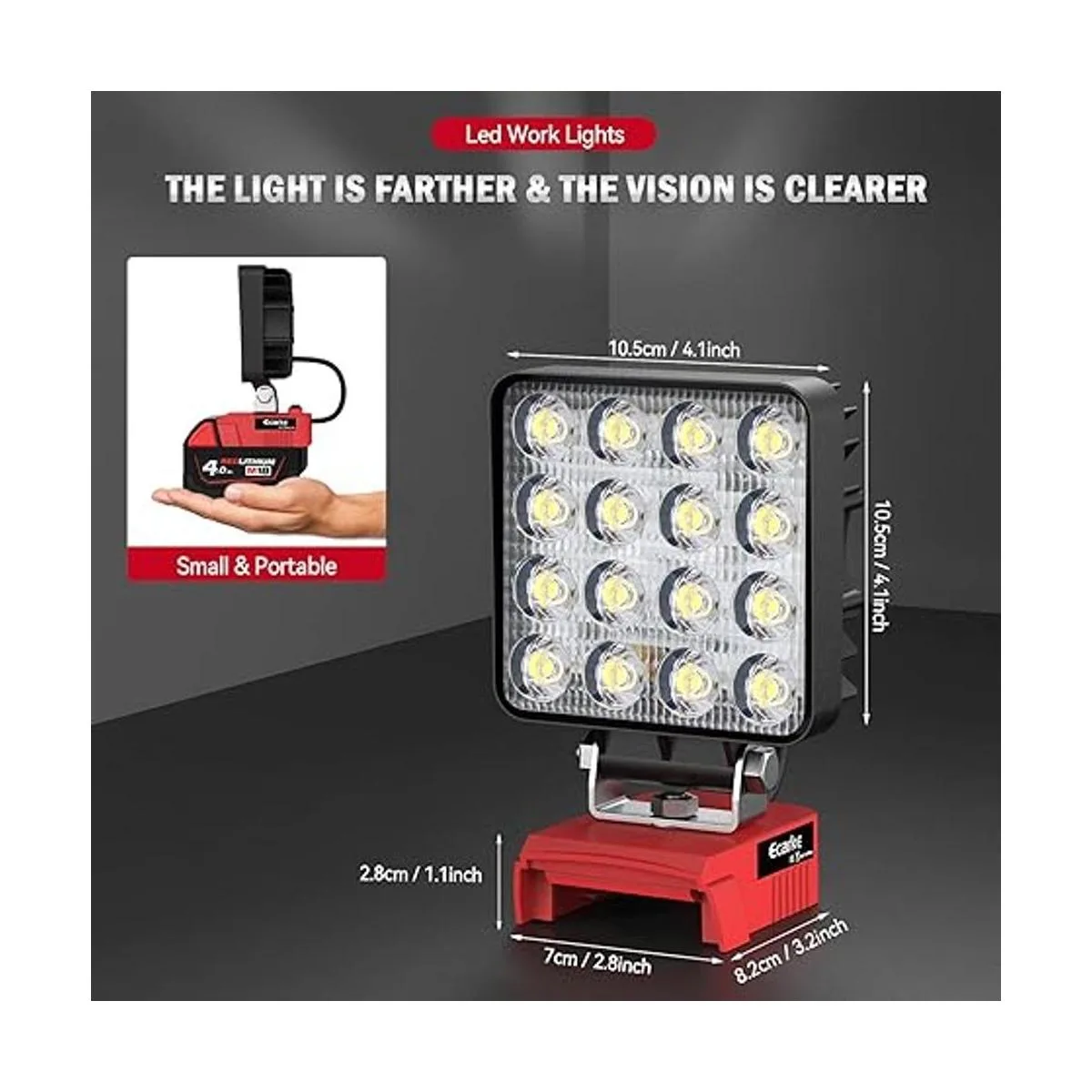 Luz de trabajo LED mejorada para Milwaukee Ecarke Square_4