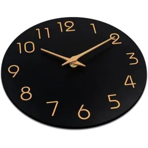 Mosewa Reloj de pared negro de 10 pulgadas funciona con_3