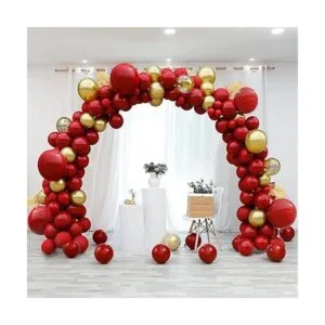 Kit de guirnalda de globos de color rojo dorado para_4