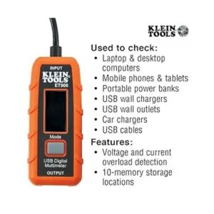 Klein Tools ET900 USB Power Meter USBA Digital Meter for_4