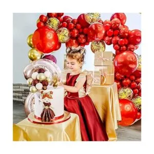 Kit de guirnalda de globos de color rojo dorado para_6