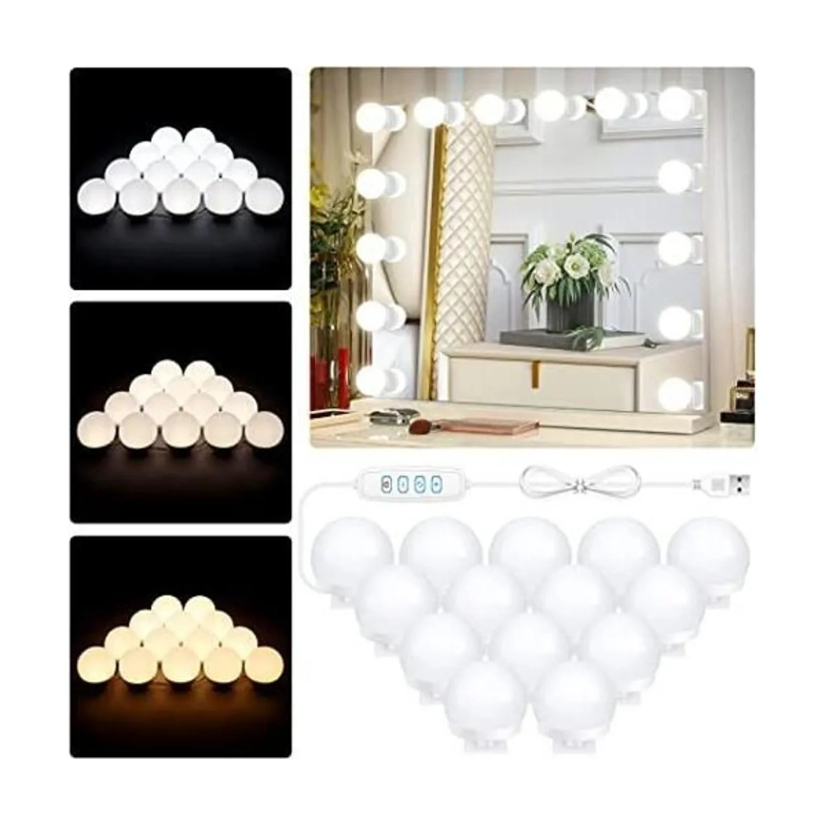 Hollywood Luces de espejo de tocador de 14 bombillas LED_1