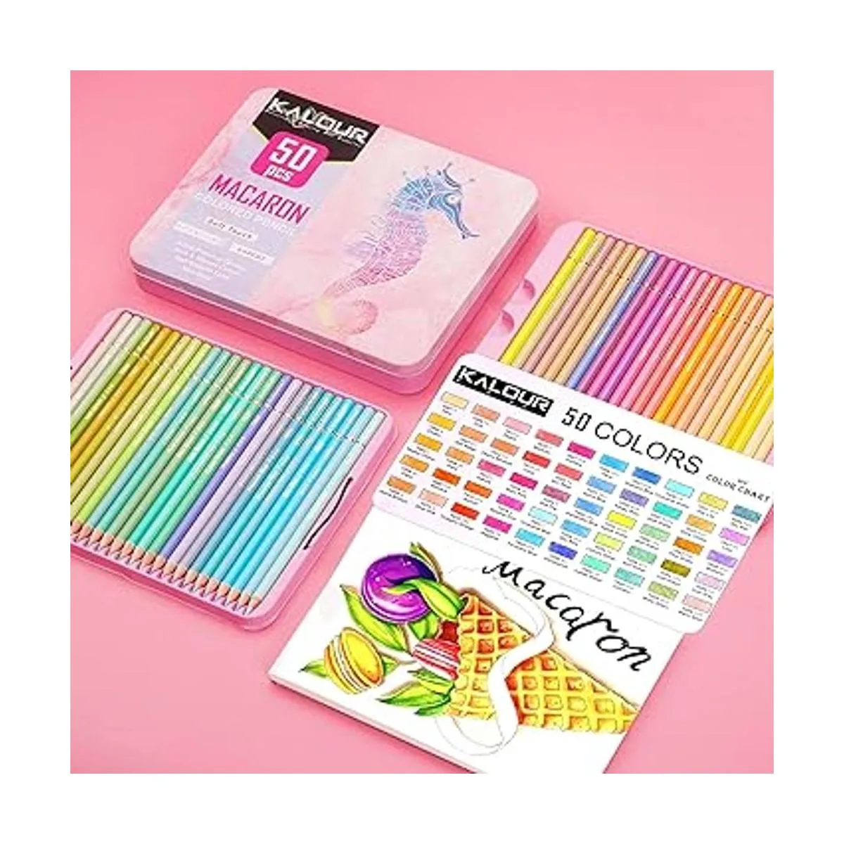 KALOUR Lápices de colores pastel macarrón juego de 50_2