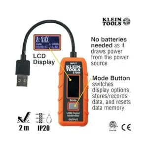 Klein Tools ET900 USB Power Meter USBA Digital Meter for_3