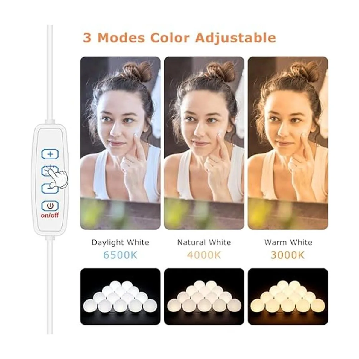 Hollywood Luces de espejo de tocador de 14 bombillas LED_3