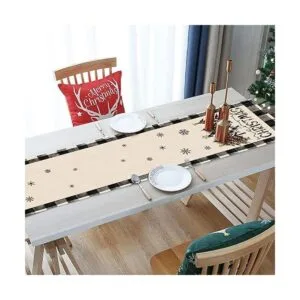 Seliem Camino de mesa de árboles de Navidad a cuadros_6