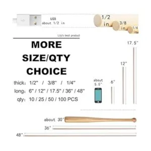50 varillas de madera para clavijas de madera 12 x 12_3