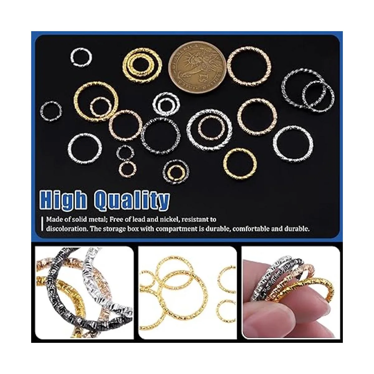 Glarks Juego de 1000 anillos abiertos de 0.315 in 0.394_3