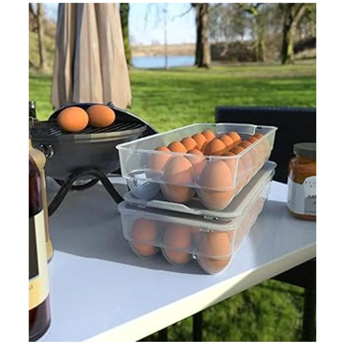 Paquete de 3 soportes para huevos de plástico para_5