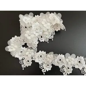 PEPPERLONELY 1 yarda de color blanco con flor de rosa_3