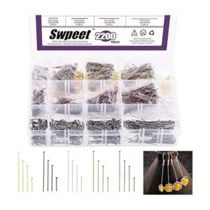Swpeet Juego de 2200 pines de cabeza plana de 20 tamaños y_1