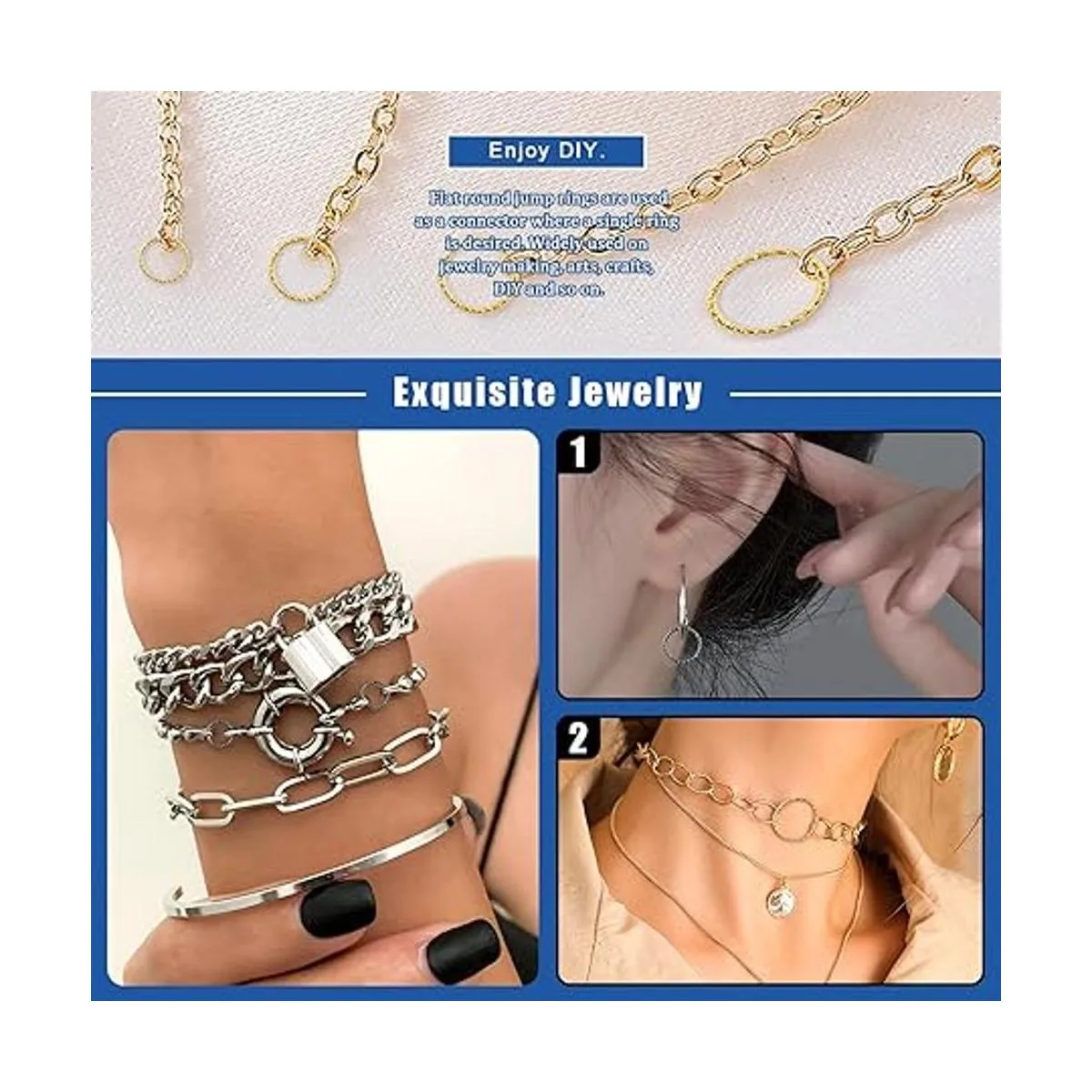 Glarks Juego de 1000 anillos abiertos de 0.315 in 0.394_6