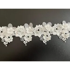 PEPPERLONELY 1 yarda de color blanco con flor de rosa_5