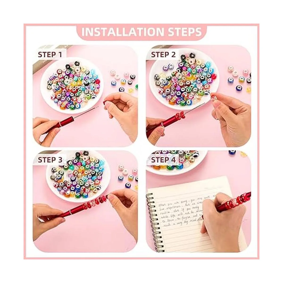 Juego de 300 bolígrafos de cuentas de plástico surtido 20_5